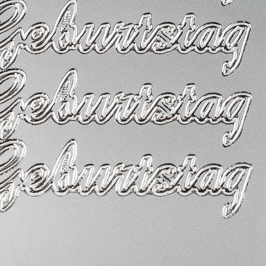 Sticker, Schrift groß, Zum Geburtstag, Perlmuttfolie, silber