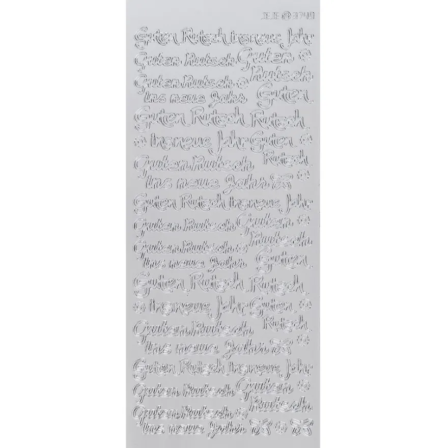 Sticker, Schrift, Guten Rutsch ins neue Jahr, Spiegelfolie, silber