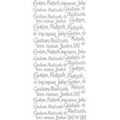 Sticker, Schrift, Guten Rutsch ins neue Jahr, Spiegelfolie, silber