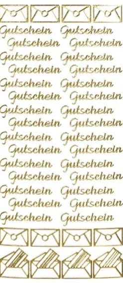 Sticker, Schrift, Gutschein in gold
