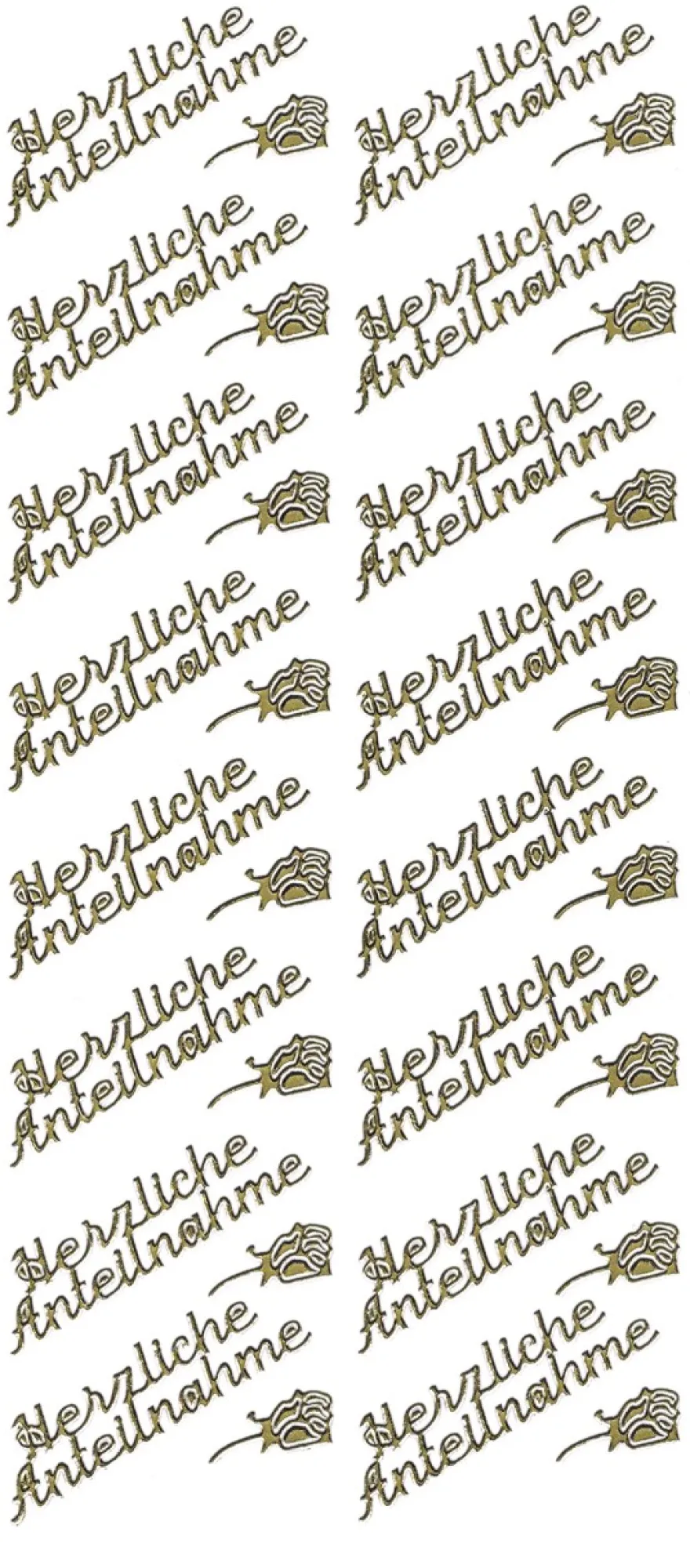 Sticker, Schrift, Herzliche Anteilnahme, gold