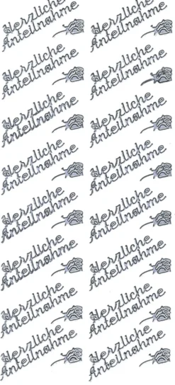 Sticker, Schrift, Herzliche Anteilnahme, silber