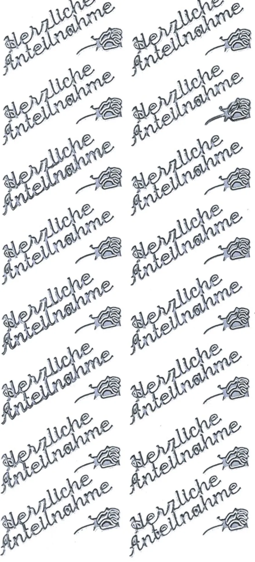 Sticker, Schrift, Herzliche Anteilnahme, silber