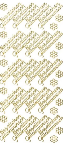 Sticker, Schrift, Herzlichen Glückwunsch, Perlmuttfolie, gold