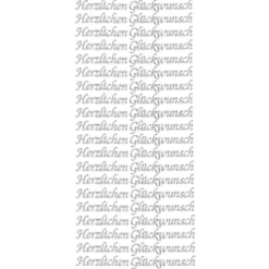 Sticker, Schrift, Herzlichen Glückwunsch, Spiegelfolie, silber