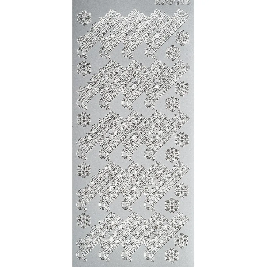 Sticker, Schrift, Herzlichen Glückwunsch, Perlmuttfolie, silber