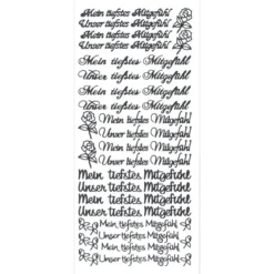 Sticker, Schrift, Mein/Unser tiefstes Mitgefühl, schwarz