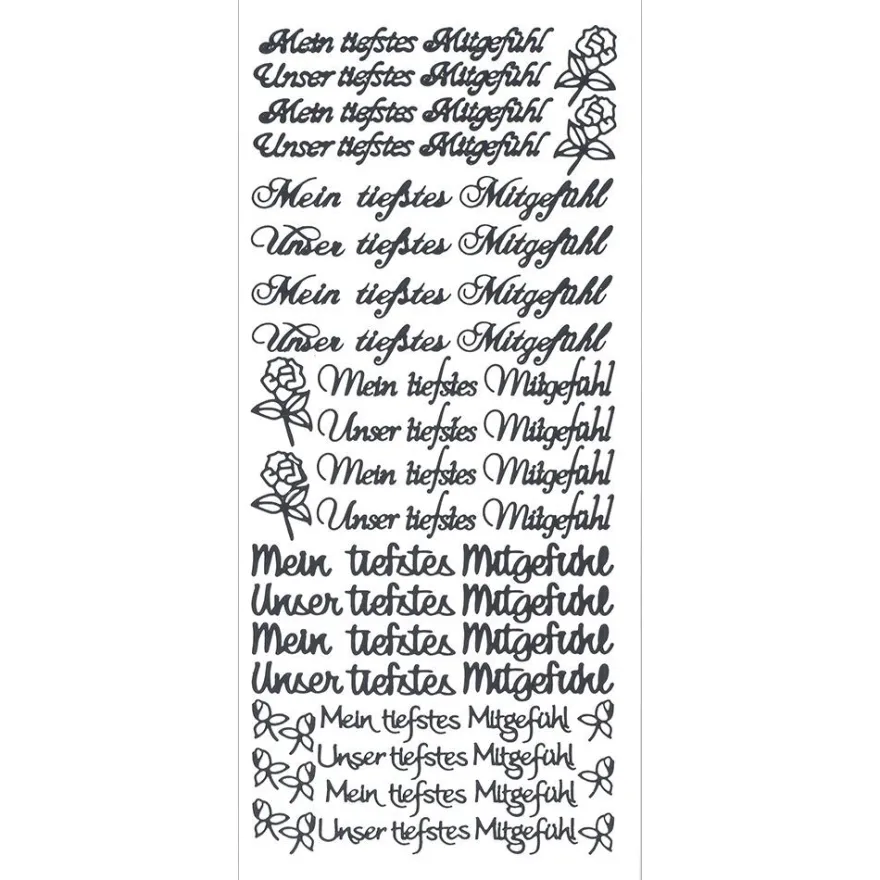 Sticker, Schrift, Mein/Unser tiefstes Mitgefühl, schwarz