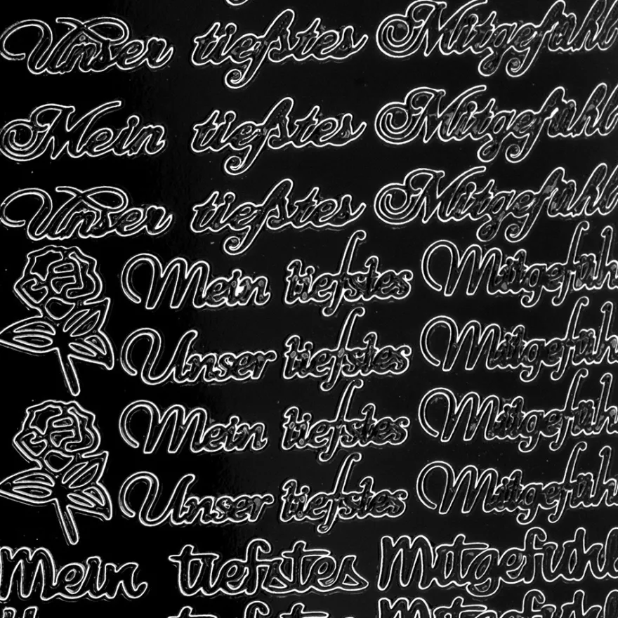 Sticker, Schrift, Mein/Unser tiefstes Mitgefühl, schwarz