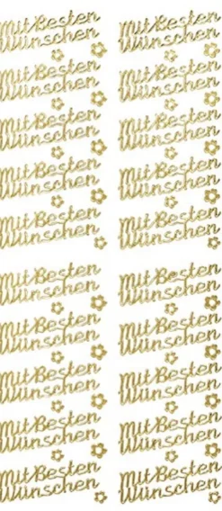 Sticker, Schrift, mit besten Wünschen, gold