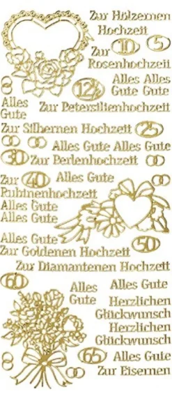 Sticker, Schrift, verschiedene Hochzeiten, gold
