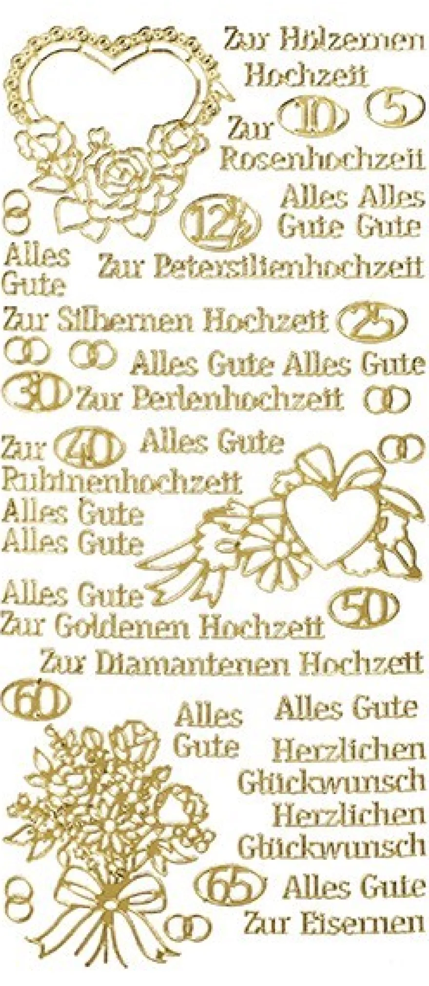 Sticker, Schrift, verschiedene Hochzeiten, gold