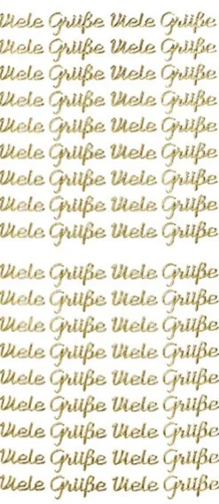 Sticker, Schrift, Viele Grüße, gold