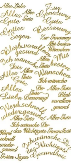 Sticker, Schrift, Wünsche, Perlmuttfolie, gold