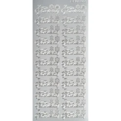 Sticker, Schrift, Zum Geburtstag, Perlmuttfolie, silber