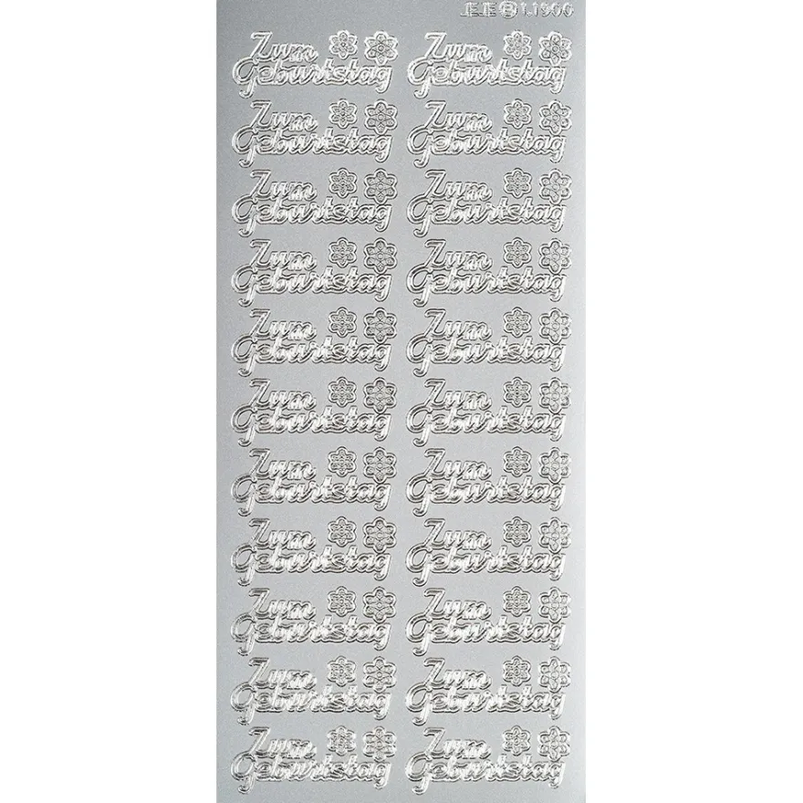 Sticker, Schrift, Zum Geburtstag, Perlmuttfolie, silber