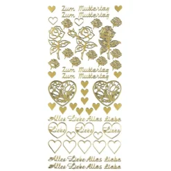 Sticker, Schrift, Zum Muttertag, gold