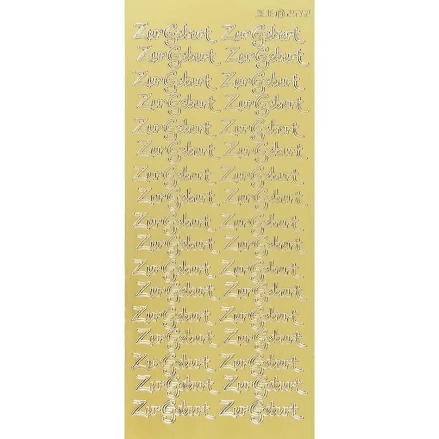 Sticker, Schrift, Zur Geburt, Spiegelfolie, gold