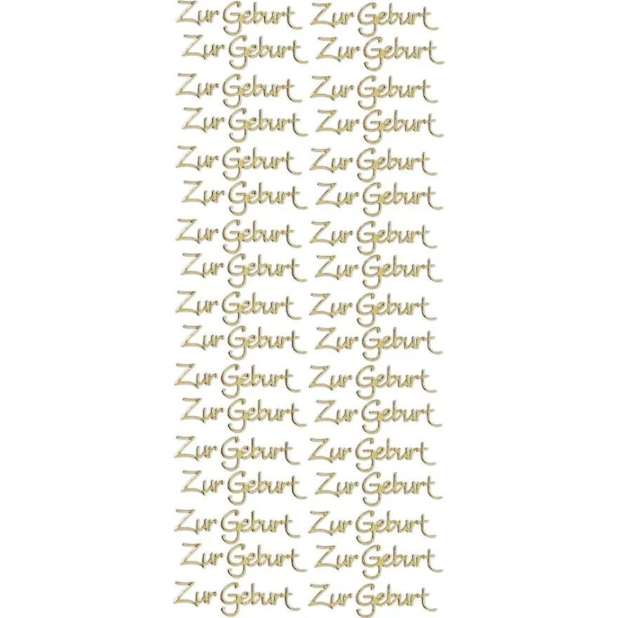 Sticker, Schrift, Zur Geburt, Spiegelfolie, gold
