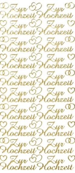 Sticker, Schrift, Zur Hochzeit, gold