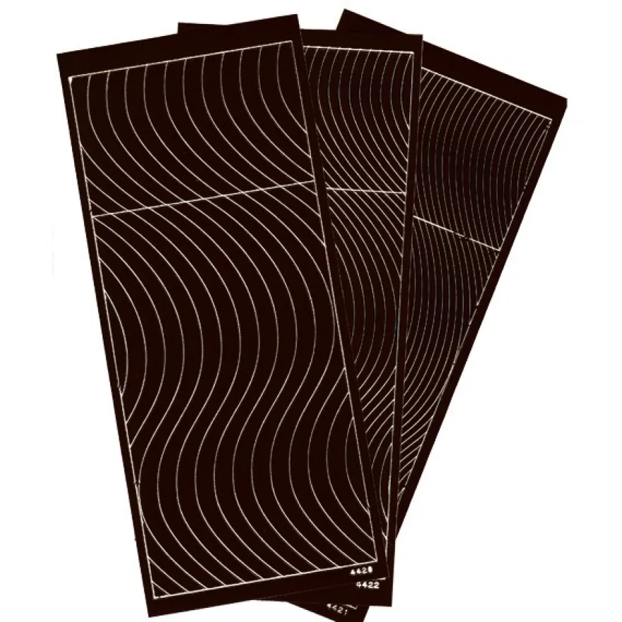 Sticker, Schwung-Linien, 3 Bogen, dunkelbraun