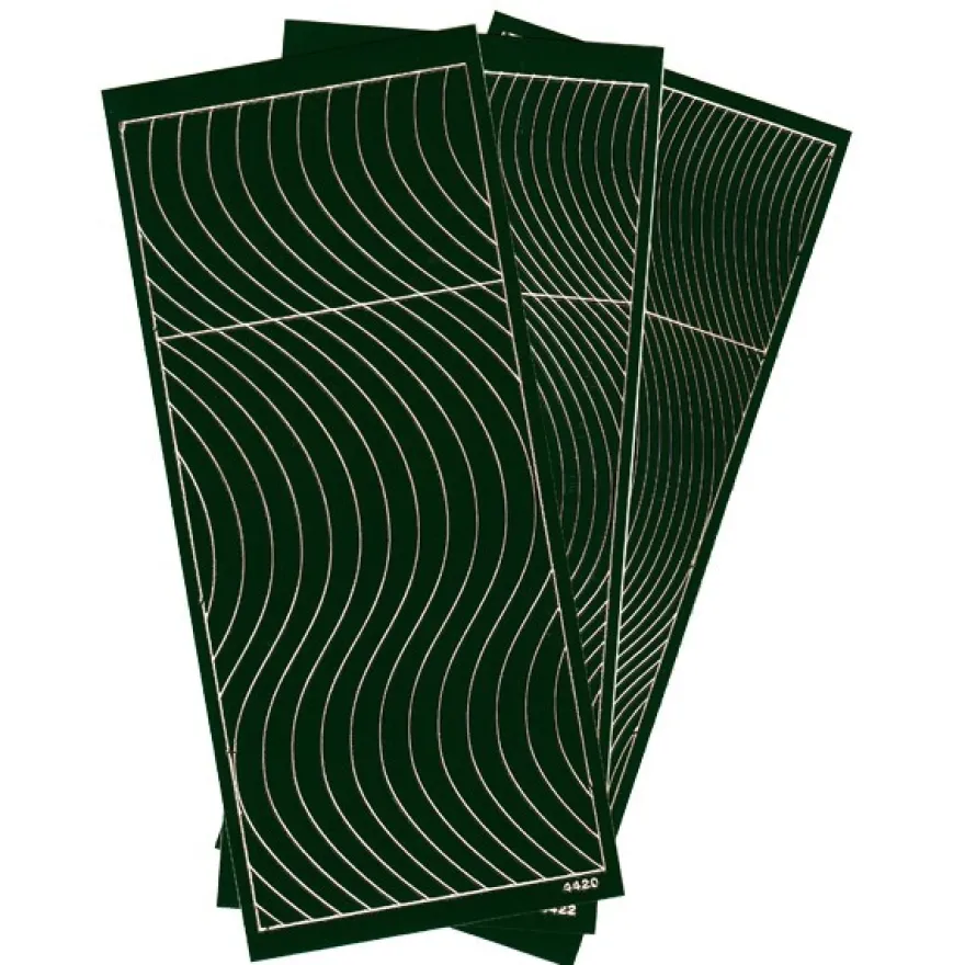 Sticker, Schwung-Linien, 3 Bogen, dunkelgrün