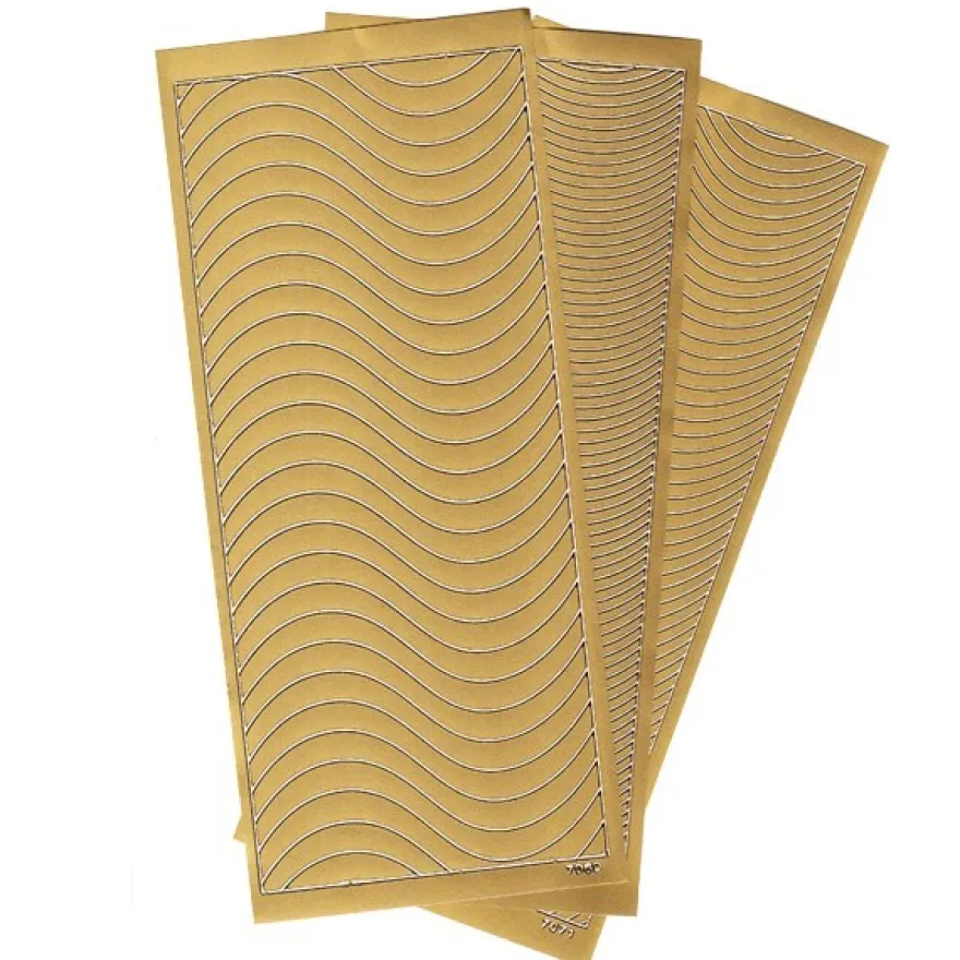 Sticker, Schwung-Linien, kurz, 3 Bogen, gold