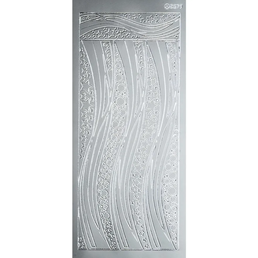 Sticker, Schwung-Linien Sterne, Perlmuttfolie, silber