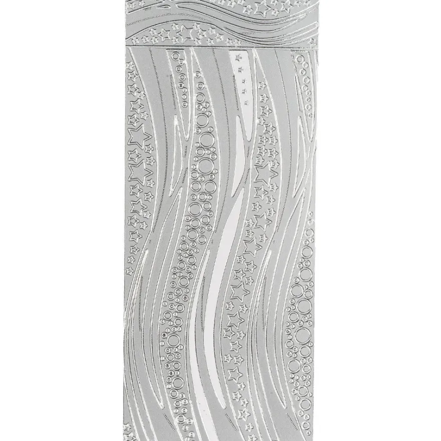 Sticker, Schwung-Linien Sterne, Perlmuttfolie, silber
