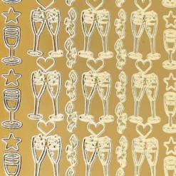 Sticker, Sektgläser, gold