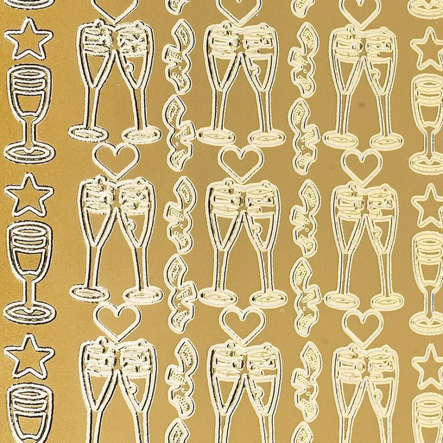 Sticker, Sektgläser, gold
