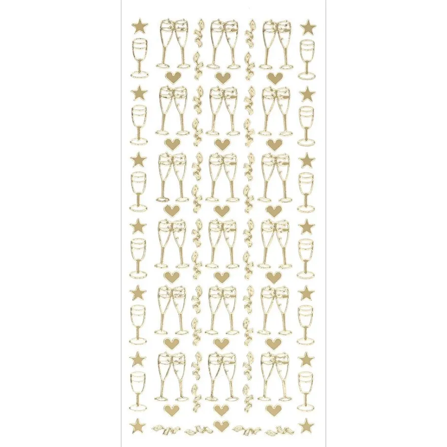 Sticker, Sektgläser, gold