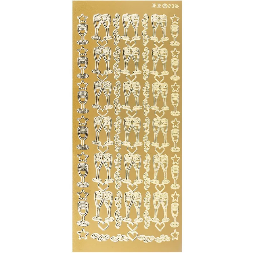 Sticker, Sektgläser, gold