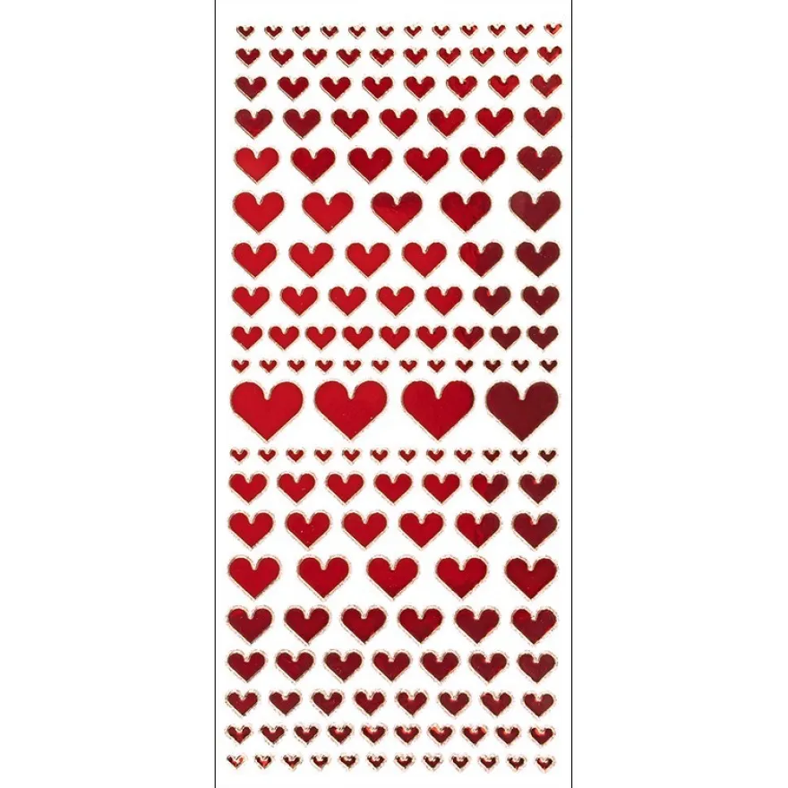 Sticker, Spiegelfolie, Herzen, rot
