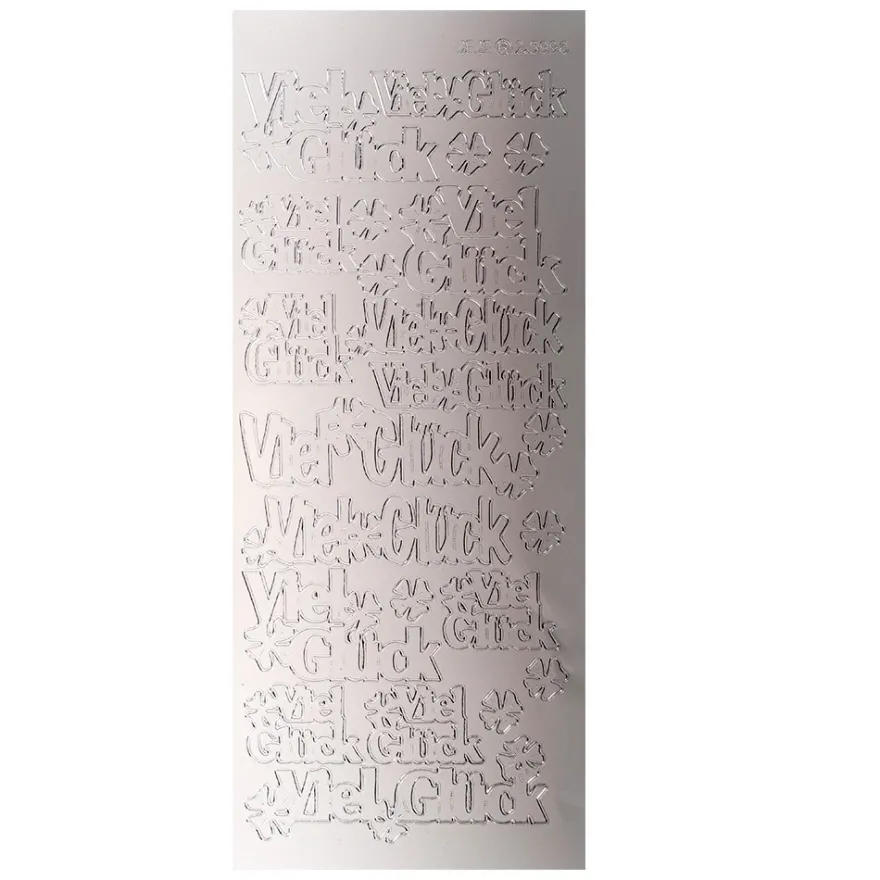 Sticker, Spiegelfolie Viel Glück/Kleeblatt, silber