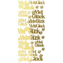 Sticker, Spiegelfolie Viel Glück/Kleeblatt, gold