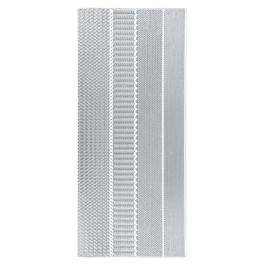 Sticker, verschiedene Bordüren, Perlmuttfolie, silber