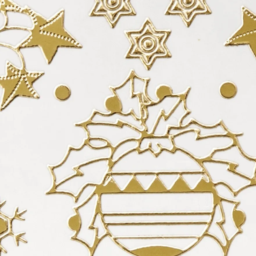 Sticker, Weihnachtskugeln & Deko, Perlmuttfolie, gold