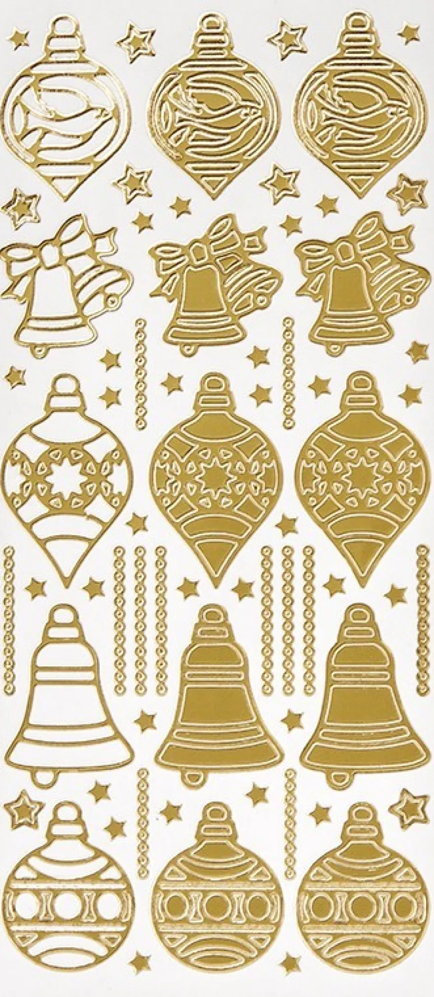 Sticker, Weihnachtskugeln & Glocken, Perlmuttfolie, gold