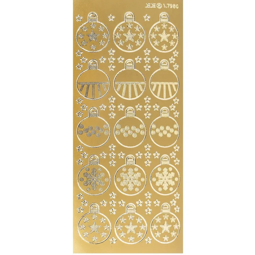Sticker, Weihnachtskugeln, gold