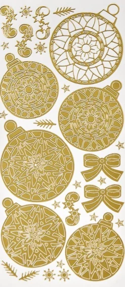Sticker, Weihnachtskugeln & Schleifen, Perlmuttfolie, gold