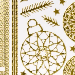 Sticker, Weihnachtskugeln & Zweige, Spiegelfolie, gold
