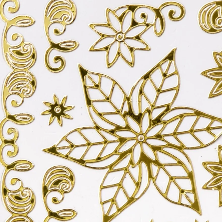 Sticker, Weihnachtssterne, Spiegelfolie, gold