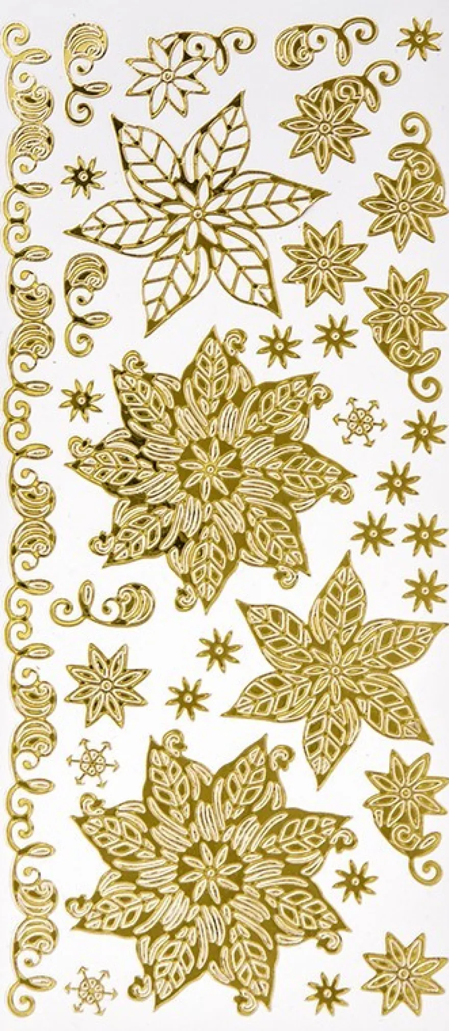 Sticker, Weihnachtssterne, Spiegelfolie, gold