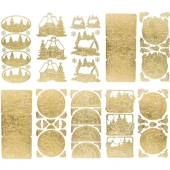 Sticker, Winterdörfer, Tiere und mehr, gold, 10 Stück