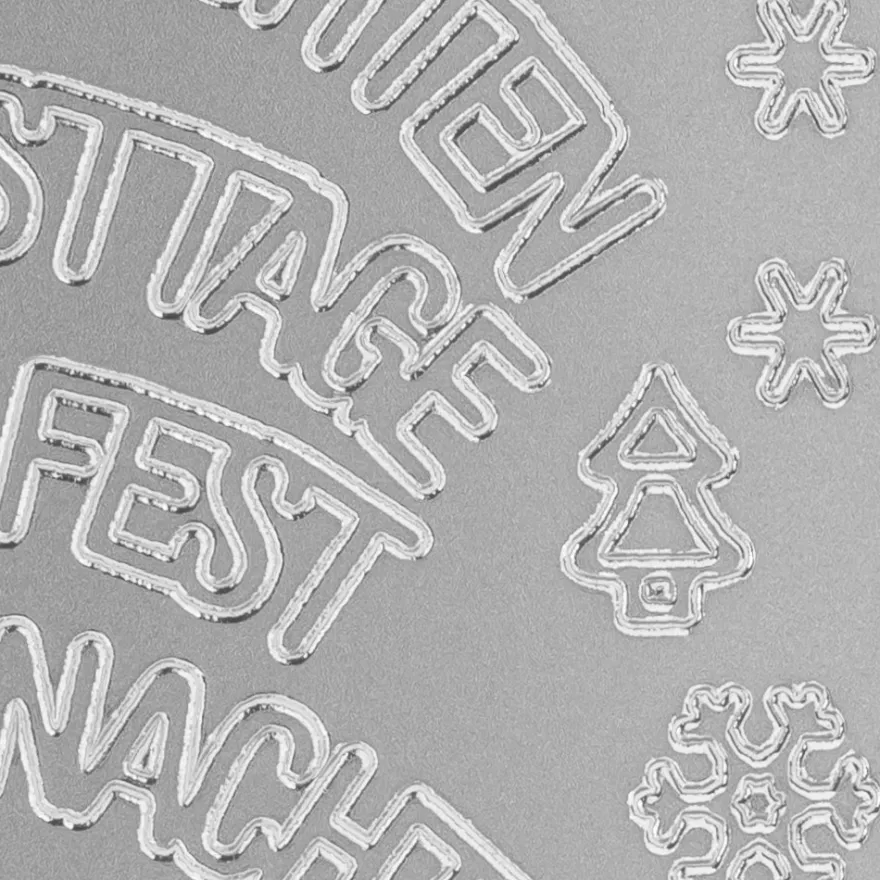 Sticker, Wünsche/Weihnachten, Perlmuttfolie, silber