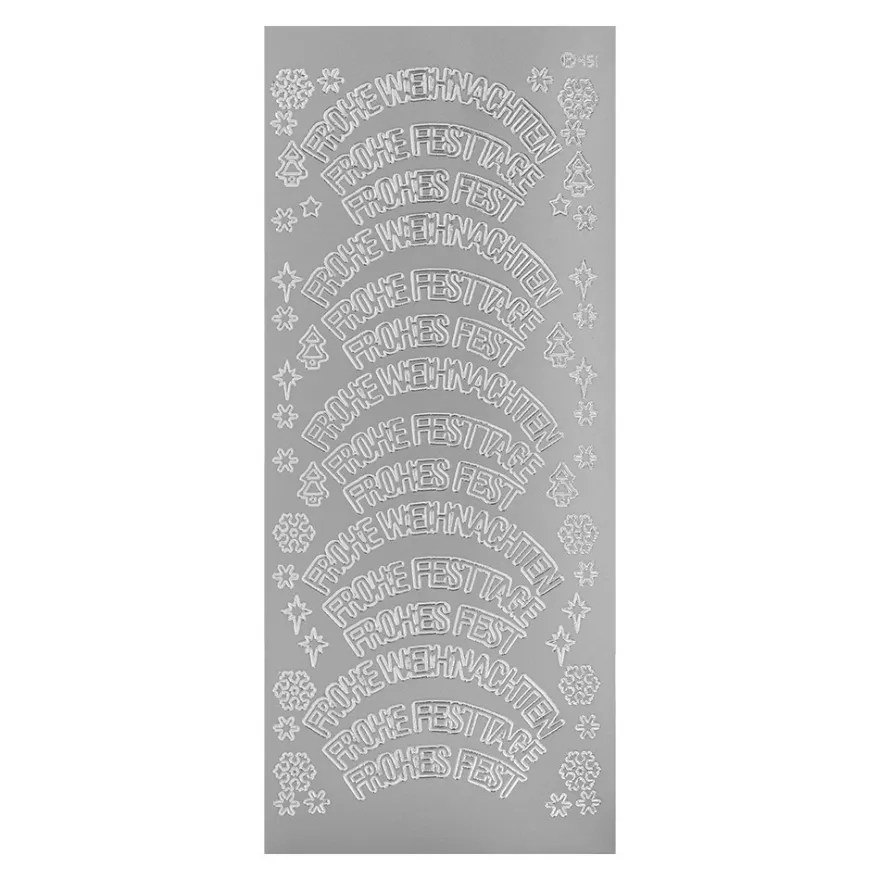 Sticker, Wünsche/Weihnachten, Perlmuttfolie, silber