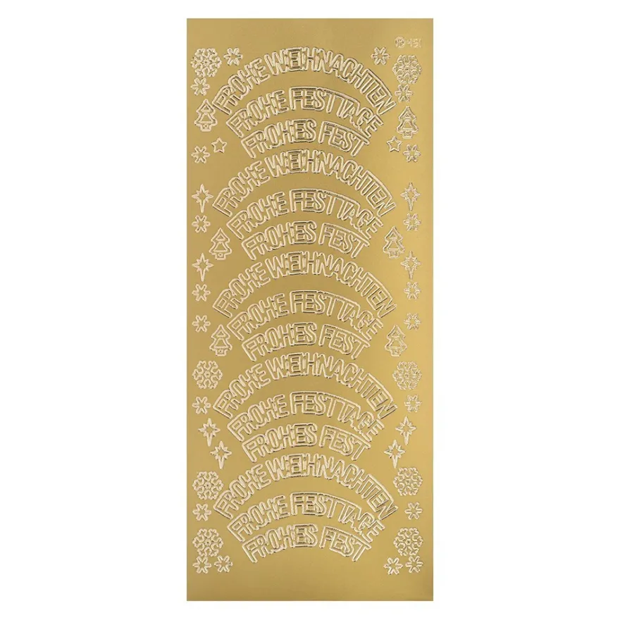 Sticker, Wünsche/Weihnachten, Perlmuttfolie, gold