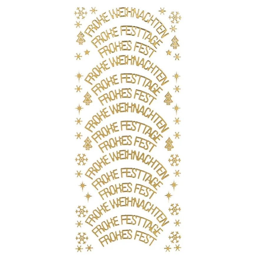 Sticker, Wünsche/Weihnachten, Perlmuttfolie, gold