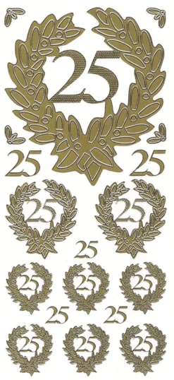 Sticker, Zahlen fürs Jubiläum 25, gold